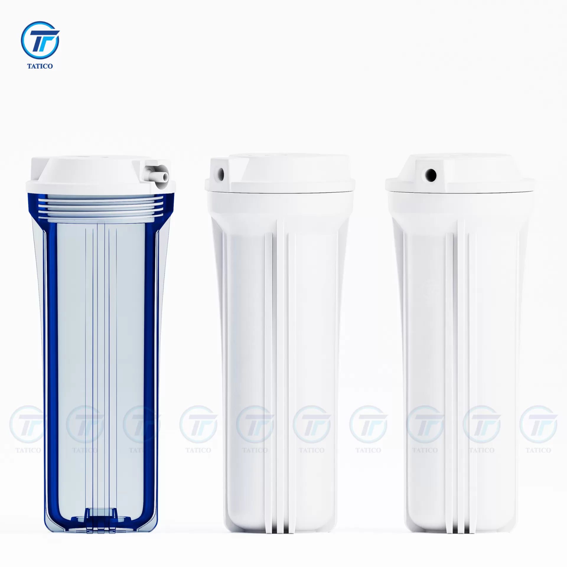 Bộ 3 cốc lọc nước 10 inch dạng vat (Trong - Trắng - Trắng)